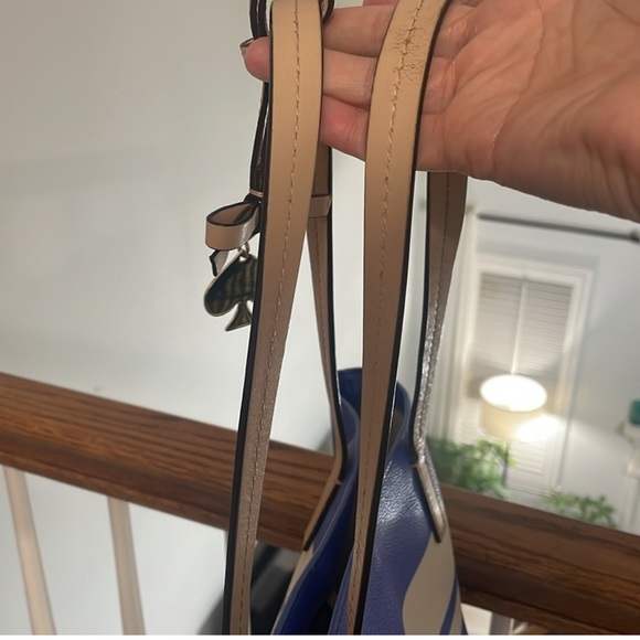 Kate Spade Blue and White Striped Tote Bag * Small Pen Marks - Picture 7 of 16